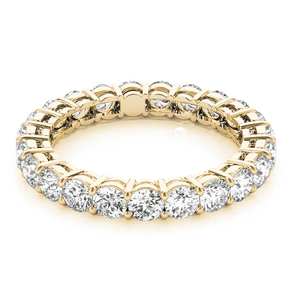 Fine Diamond Round Brilliant Eternity Band in 14K Yellow Gold – side view