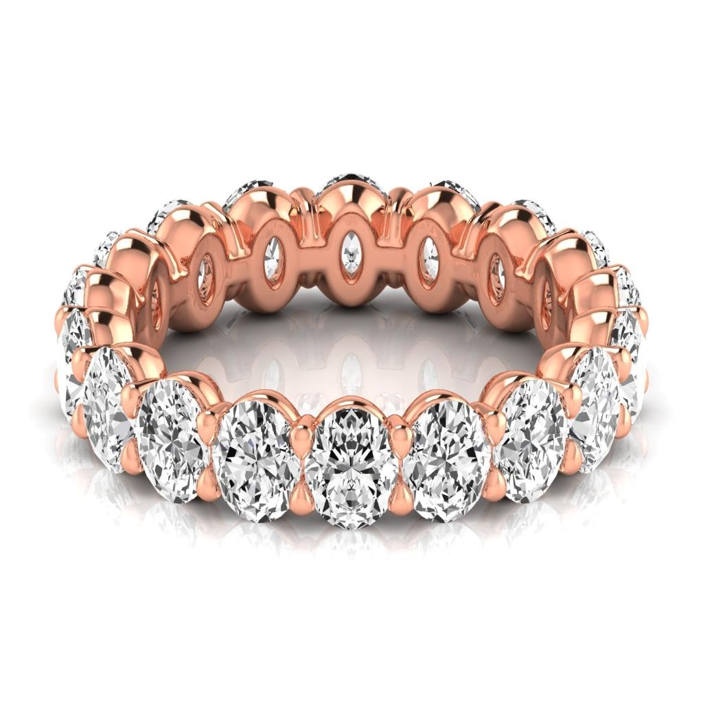 Diamond Oval Cut Eternity Band in 14K Rose Gold – front view