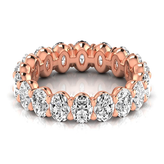Diamond Oval Cut Eternity Band in 14K Rose Gold – front view