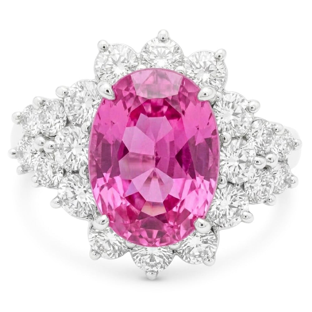 30.50 Carats Pink Kunzite Gem Stone Ring White Gold Fancy Jewellery