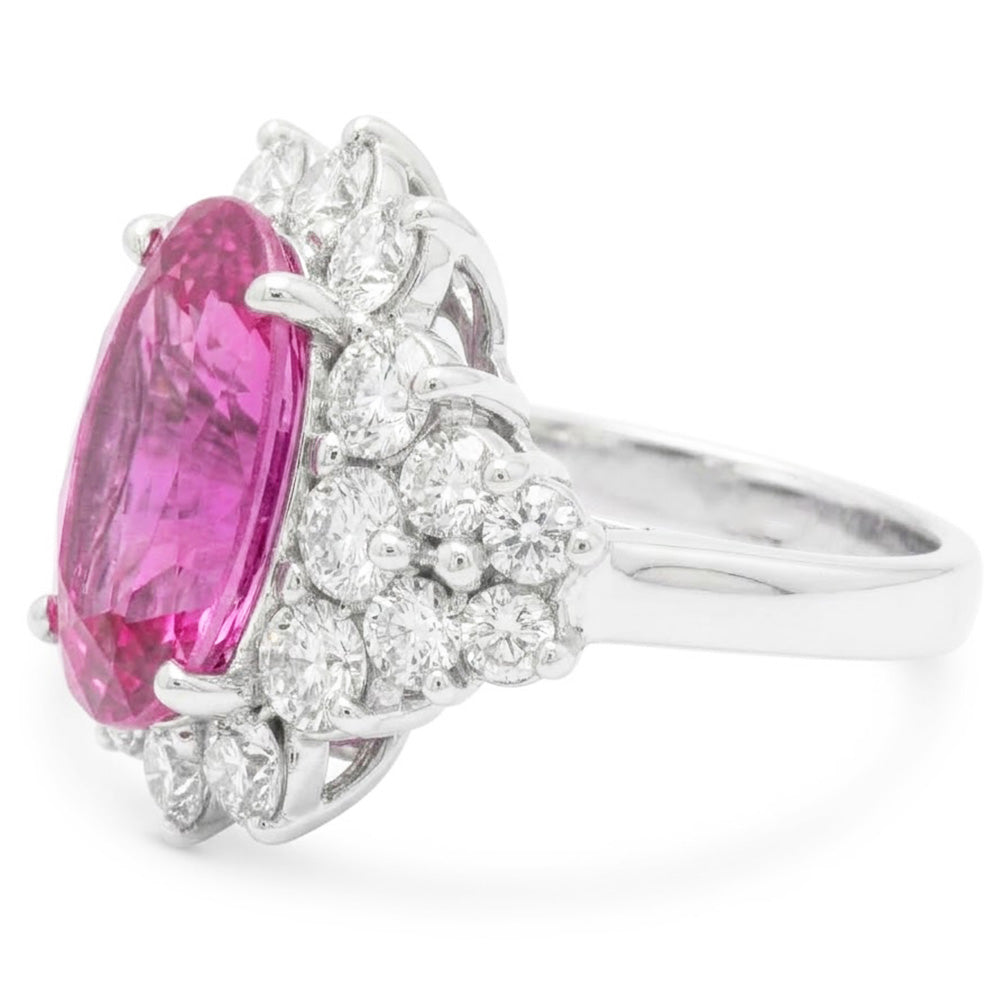 30.50 Carats Pink Kunzite Gem Stone Ring White Gold Fancy Jewellery