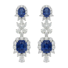 30 Carat Ceylon Color Sapphire & IGI CERTIFIED Diamonds Dangle Pair Earrings