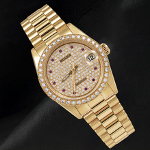 Rolex Datejust 68278 31mm Diamond Paved Dial President Bracelet Watch 18K