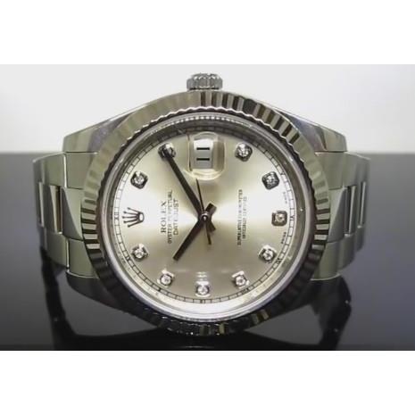 Rolex Model 126334 Silver Diamond Dial Oyster Bracelet Dj Ii Watch Ss