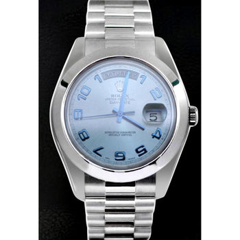 Blue Arabic Dial Platinum Rolex Day Date Ii 41 Mm Mens Watch