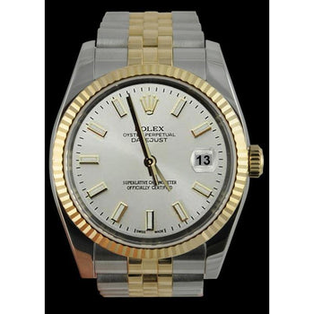 Datejust Rolex Gents Watch White Stick Dial Ss & Gold Jubilee QUICK SET