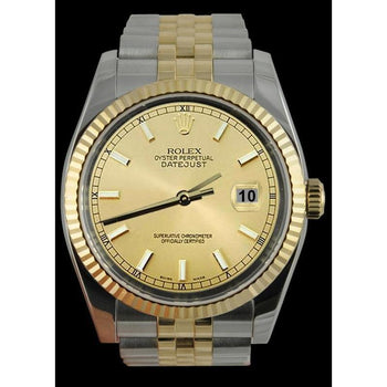 Rolex Stick Dial Datejust Men Watch Ss & Gold Jubilee Bracelet QUICK SET