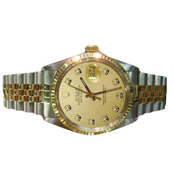 Champagne Diamond Dial Watch Rolex Datejust Two Tone QUICK SET