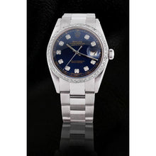 Blue Natural Earth Mined Diamond Dial Bezel Rolex Datejust Watch Ss Oyster Bracelet QUICK SET