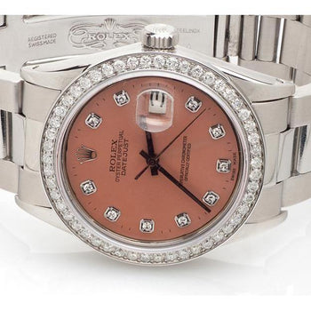 Rolex Datejust Ss Oyster Bracelet Diamond Bezel Dial Watch QUICK SET