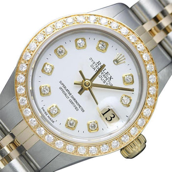 Two Tone Bracelet White Diamond Dial Datejust Rolex Ladies Watch