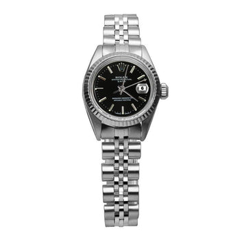 Rolex Date Watch Ss Jubilee Bracelet Black Stick Dial Fluted Bezel