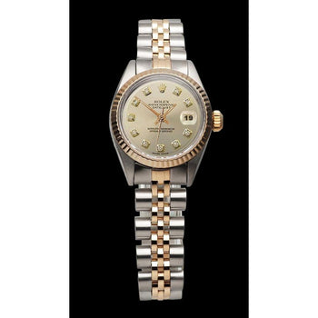 Silver Diamond Dial Ladies Watch Rolex Gold Jubilee Bracelet