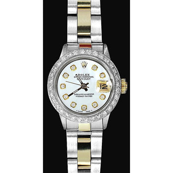 Rolex Datejust Two Tone Ladies Watch Diamond Bezel