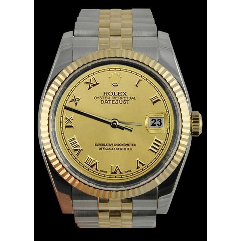 Champagne Roman Rolex Men Watch Ss & Gold Jubilee Bracelet QUICK SET