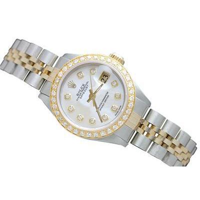 Rolex Datejust White Mop Natural Earth Mined Diamond Dial Lady Watch Bracelet Two Tone