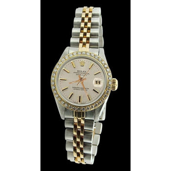 Ss & Gold Jubilee Rolex Date Just White Stick Watch Datejust