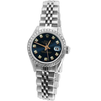 Rolex Datejust Ladies Watch Black Dial Bezel Ss Jubilee Bracelet