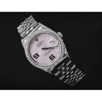 Pink Dial Custom Diamond Bezel Rolex Watch Jubilee Bracelet 36 Mm QUICK SET
