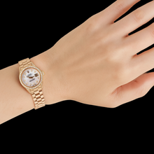 Rolex Women President Style Watch Yellow Gold Natural Earth Mined Diamond Mop Dial