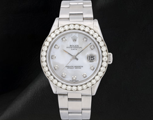 Rolex 34mm Oyster Bracelet 1500 White Mother Of Pearl Diamond Dial Watch