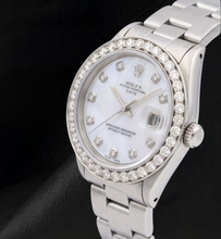 Rolex 34mm Oyster Bracelet 1500 White Mother Of Pearl Diamond Dial Watch