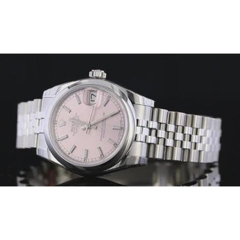 Rolex Midsize Datejust Watch Pink Stick Dial Jubilee Bracelet Ss