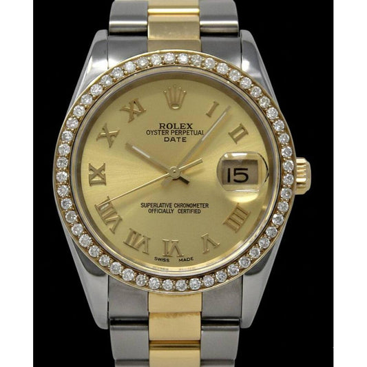 Ss & Gold Ladies Man Rolex Date Series Watch Two Tone