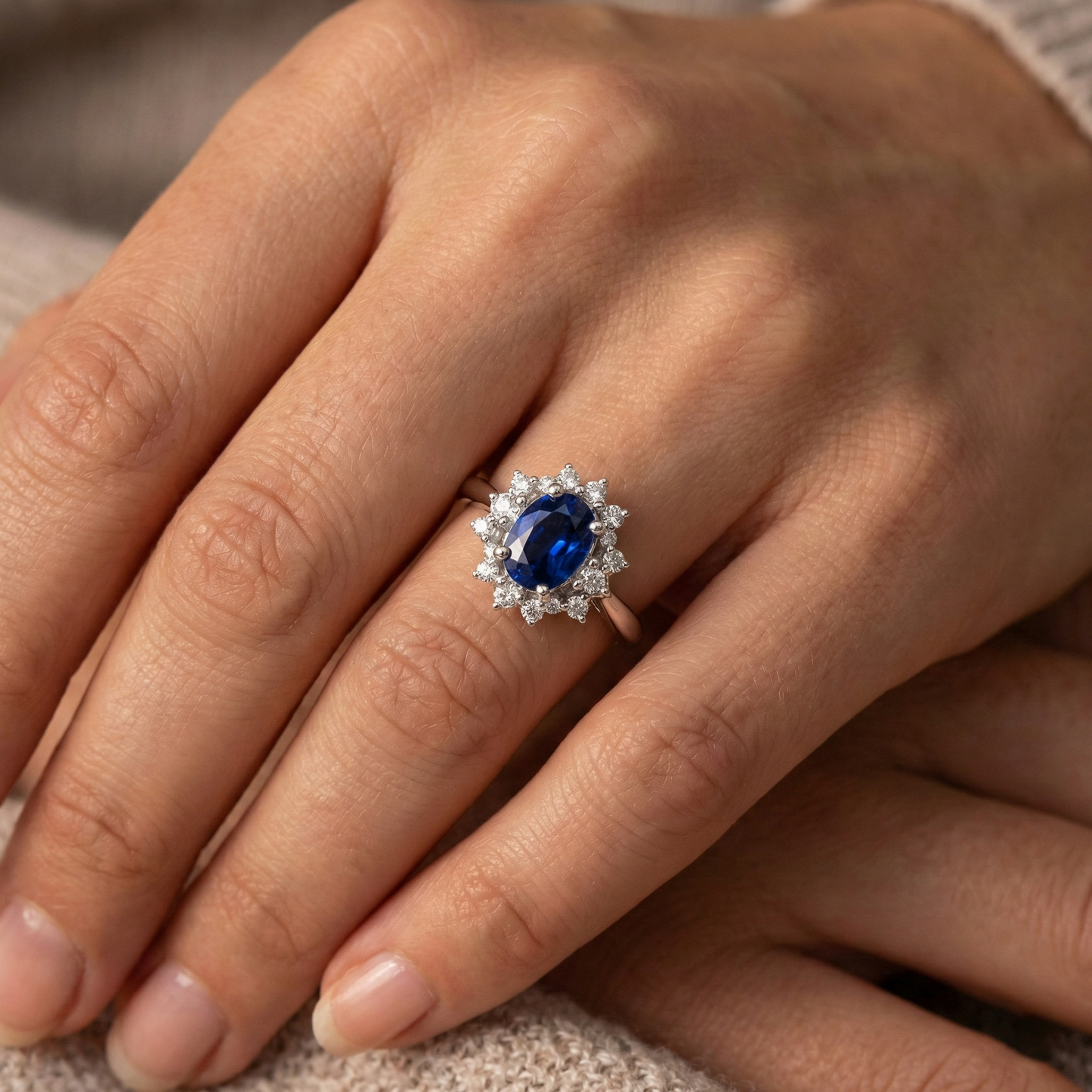 3 Ct Sri Lankan Sapphire With Natural Earth Mined DIAMOND ( NOT LAB GROWN )s Ring White Gold 14K