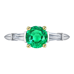Precious Stone Ring 14K Two Tone Gold – Colombian Emerald Round