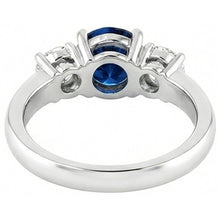 3 Stone Ceylon Blue Sapphire & Natural Earth Mined Diamond Ring 4.50 Carats White Gold 14K