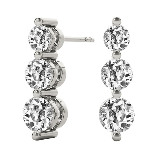 Real Brilliant Diamond Drop Earrings 1 ct 14K White Gold – main view