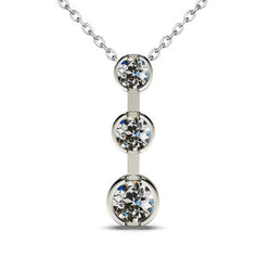 Diamond Bezel Set Pendant Necklace 2 ct in 14 Karat White Gold