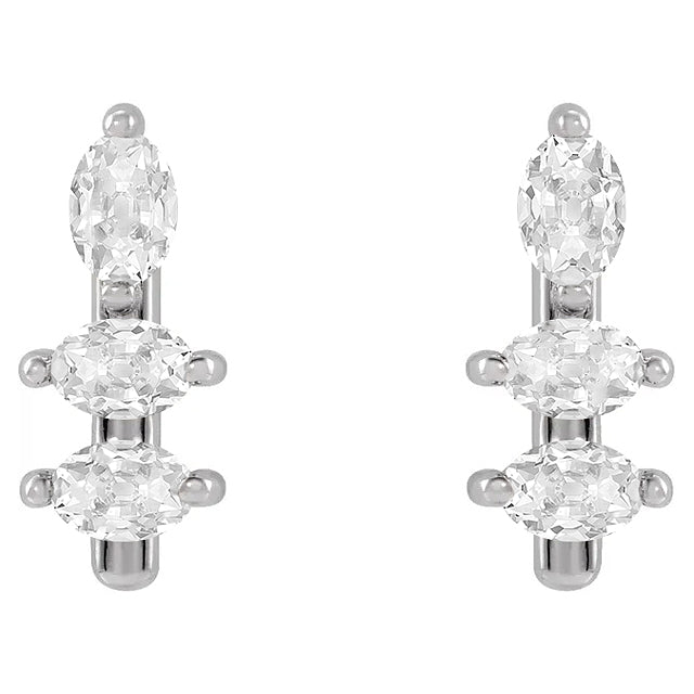 Genuine Diamond Drop Earrings 1.50 ct 14 Karat White Gold – main view