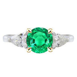 2.50 ct Fine Emerald Gemstone Ring in 14K Two Tone Gold