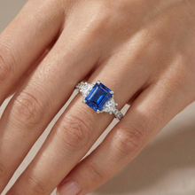 3 Stone Half Moon Natural Earth Mined Diamond Blue Sapphire Ring With Accents 3 Carats