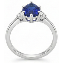 3 Stone Natural Earth Mined Diamond & Blue Sapphire Ring 6.75 Carats Tapered Shank Gold