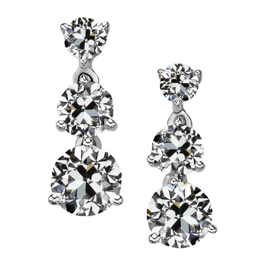 Fine Diamond Antique Cushion Stud Earrings in 14K White Gold – main view