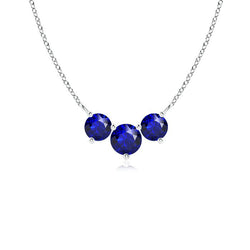 14K White Gold Stone Pendant Necklace with Royal Blue Sapphire