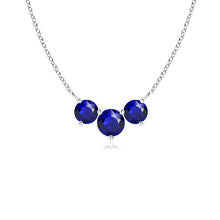 Authentic Royal Blue Sapphire Stone Pendant Necklace 1 ct 14K White Gold – main view