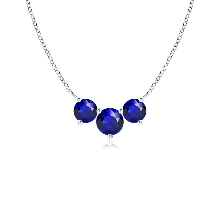 Authentic Royal Blue Sapphire Stone Pendant Necklace 1 ct 14K White Gold – main view
