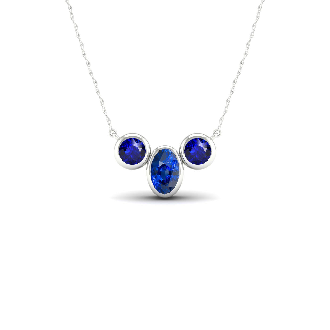 Oval Cut Royal Blue Sapphire ring in 14 Karat White Gold – main view