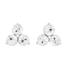 Diamond Antique Cushion Earrings in 14K White Gold – front view