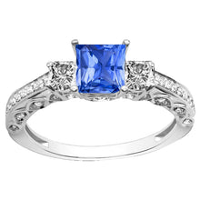 Princess Cut Royal Blue Sapphire ring in 14K White Gold – main view