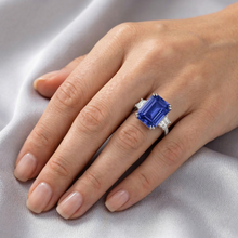 3 Stone Style Sri Lankan Sapphire Ring With Trapezoids 11.50 Carats