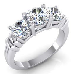 3 Stone Natural Earth Mined Diamond Ring Real