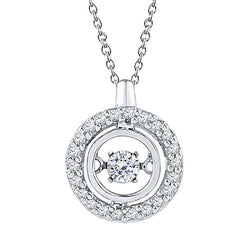 3.00 Carats Genuine Diamond Circle Pendant Necklace White Gold 14K