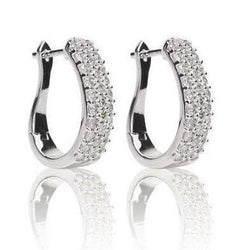 3.00 Ct Natural Brilliant Cut Diamonds Ladies Hoop Earrings Gold White 14K
