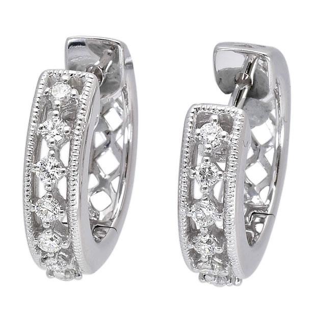 3.00 Ct Prong Set Brilliant Cut Natural Diamonds Women Hoop Earrings Gold 14K