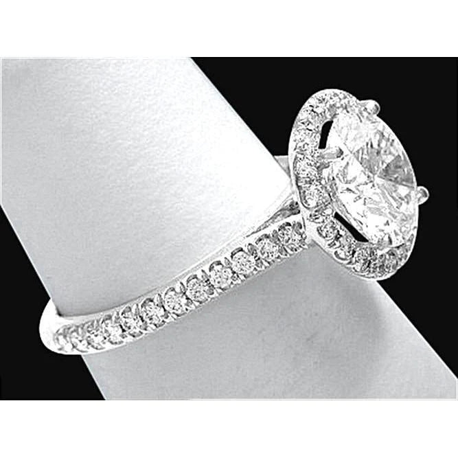 3.01 Carat Halo Natural Diamond Ring White Gold 14K Engagement Ring